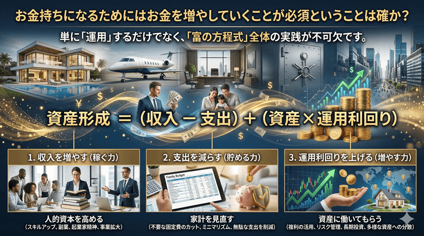 お金持ちになるためにはお金を増やしていくことが必須ということは確か？
